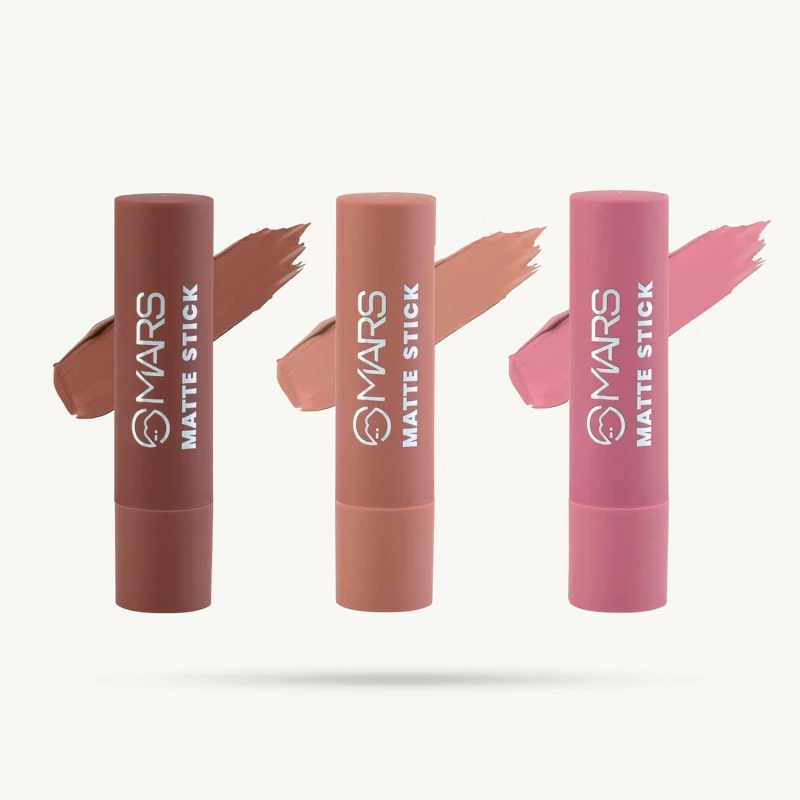 MARS Matte Box Set of 3 Lipsticks for Women | Long-Lasting | Smooth Finish | Moisturising | One Swipe Pigmentation | (3x3.2 gm) (05-Blushed & Nudes) - Thumbnail 2